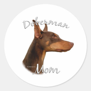 Doberman Pinscher (red) Mum 2 Classic Round Sticker