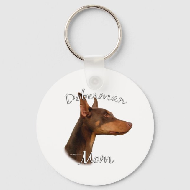 Doberman Pinscher (red) Mum 2 Key Ring (Front)