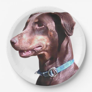 Doberman Pinscher Red Paper Plate
