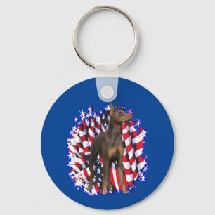 Doberman Pinscher (red) Patriot Key Ring