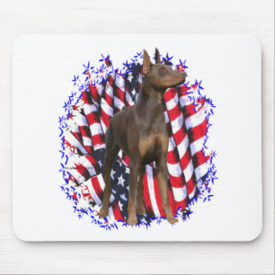 Doberman Pinscher (red) Patriot Mouse Pad