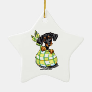 Doberman Pinscher Sack Puppy Ceramic Tree Decoration