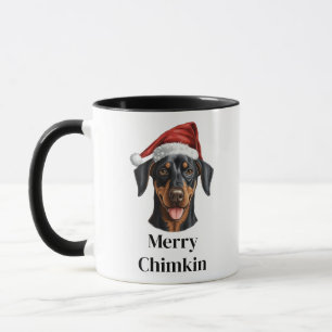 Doberman Pinscher Santa Hat Christmas Mug