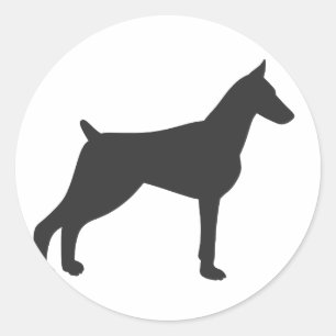 Doberman Pinscher Silhouette Classic Round Sticker