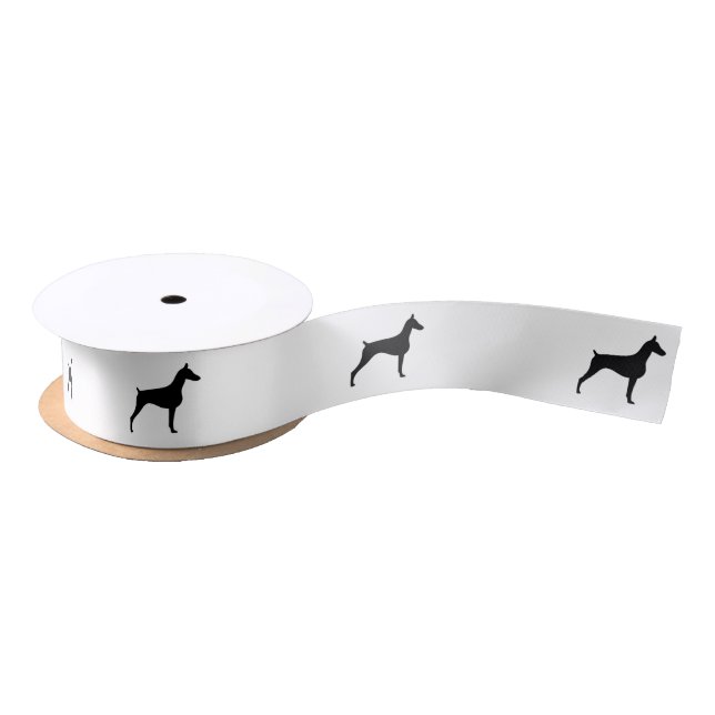 Doberman Pinscher Silhouette in Black Satin Ribbon (Spool)