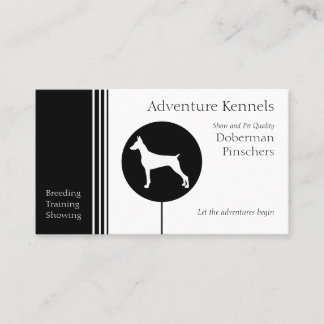 Doberman Pinscher Silhouette Modern Black White Business Card