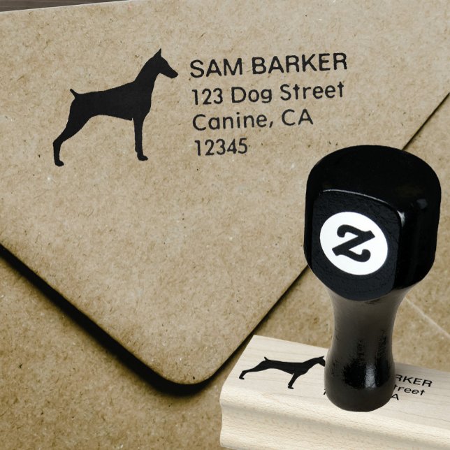 Doberman Pinscher Silhouette Return Address Rubber Stamp (Creator Uploaded)