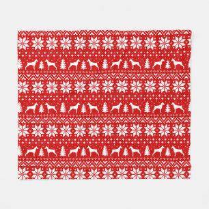 Doberman Pinscher Silhouettes Christmas Pattern Fleece Blanket