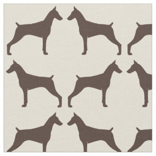 Doberman Pinscher Silhouettes Pattern Fabric