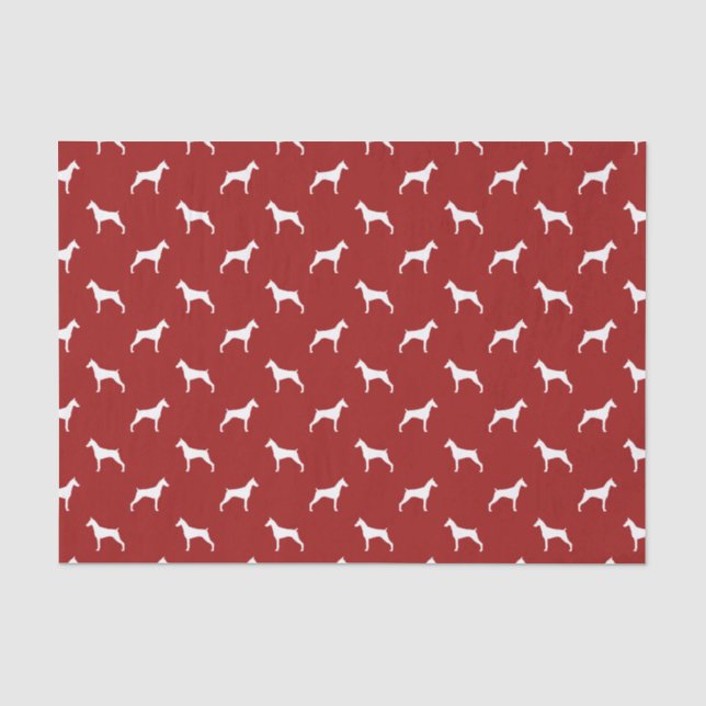 Doberman Pinscher Silhouettes Pattern Red Tissue Paper (Front)