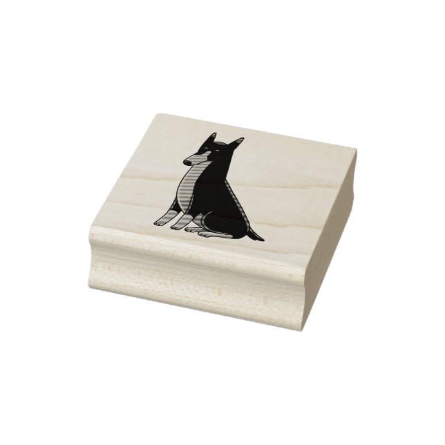 Doberman Pinscher Sitting Cartoon Rubber Stamp (Stamp)