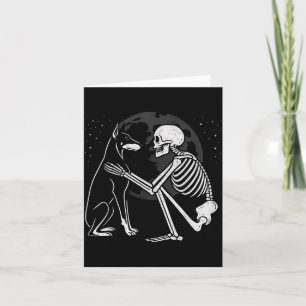 Doberman Pinscher Skeleton Moon Halloween Dog Card