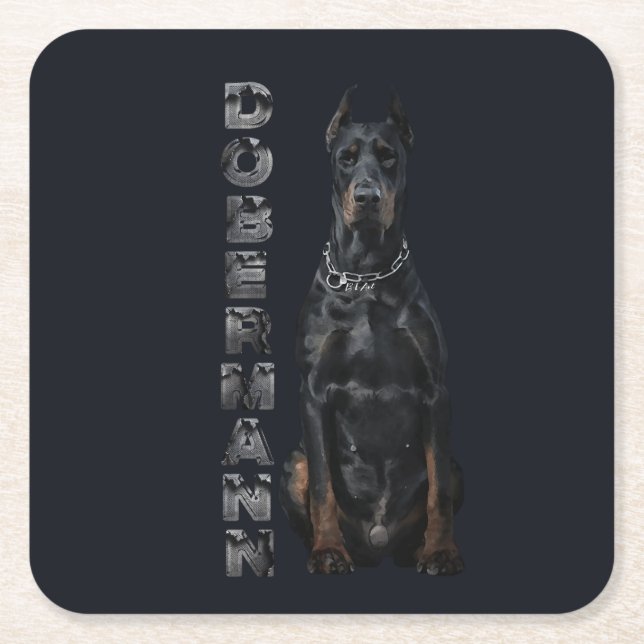 Doberman Pinscher    Square Paper Coaster (Front)
