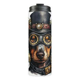 Doberman Pinscher Steampunk Dog Thermal Tumbler