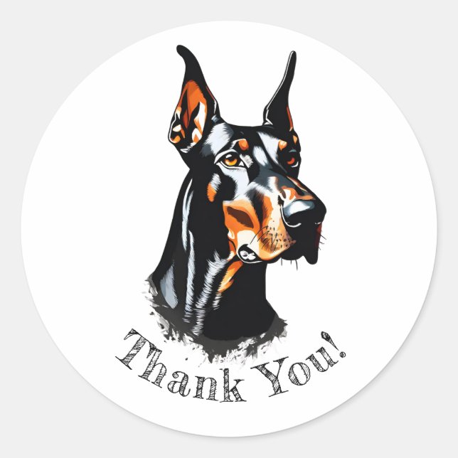 Doberman Pinscher Thank You!  Stickers (Front)