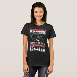 Doberman Pinscher Through The Snow T-shirt