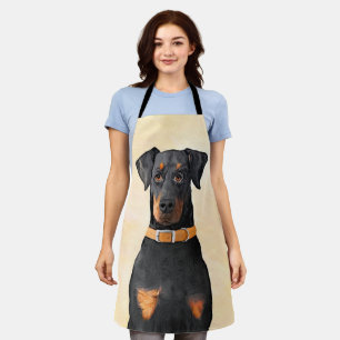 Doberman Pinscher Uncropped Painting Original Art Apron
