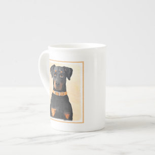 Doberman Pinscher Uncropped Painting Original Art Bone China Mug