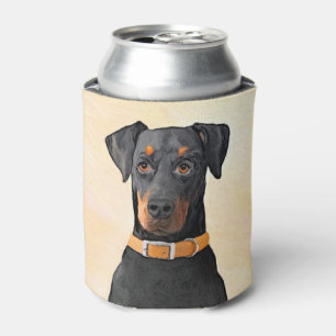 Doberman Pinscher Uncropped Painting Original Art Can Cooler
