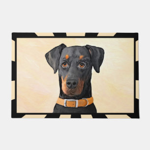 Doberman Pinscher Uncropped Painting Original Art Doormat