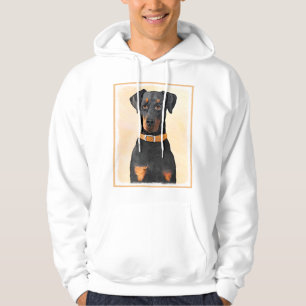 Doberman Pinscher Uncropped Painting Original Art Hoodie