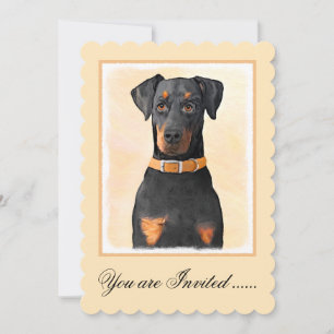 Doberman Pinscher Uncropped Painting Original Art Invitation
