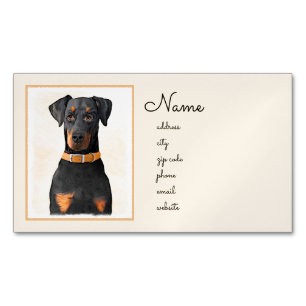 Doberman Pinscher Uncropped Painting Original Art Magnetic Business Card
