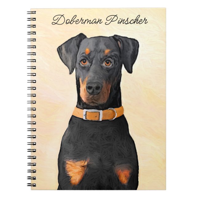 Doberman Pinscher Uncropped Painting Original Art Notebook (Front)