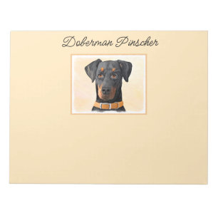 Doberman Pinscher Uncropped Painting Original Art Notepad