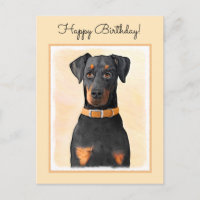 Doberman Pinscher Uncropped Painting Original Art