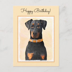 Doberman Pinscher Uncropped Painting Original Art Postcard