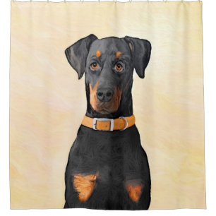 Doberman Pinscher Uncropped Painting Original Art Shower Curtain