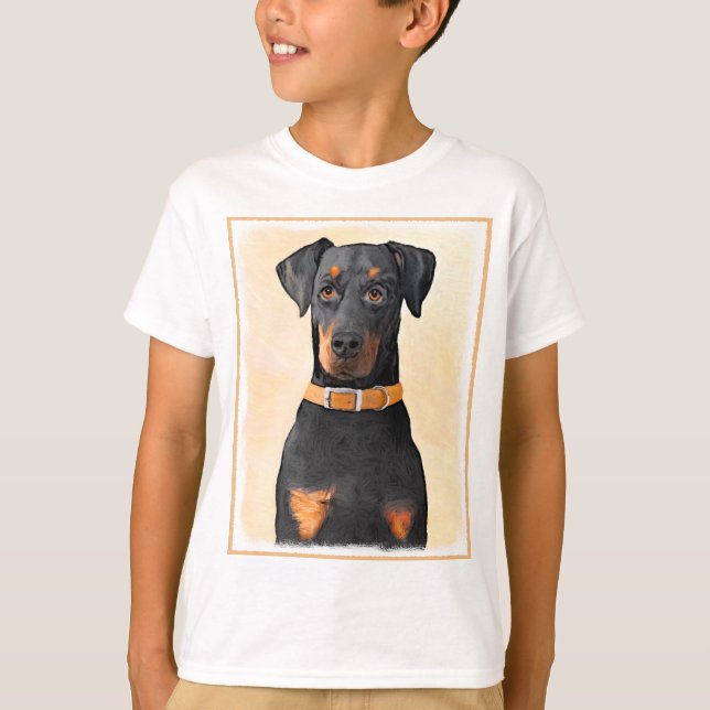 Doberman Pinscher Uncropped Painting Original Art T-Shirt (Front)