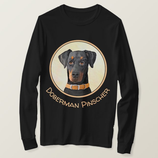 Doberman Pinscher Uncropped Painting Original Art T-Shirt (Design Front)