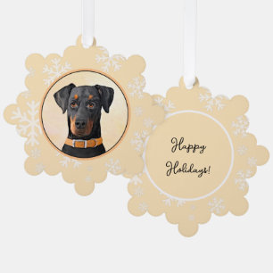 Doberman Pinscher Uncropped Painting Original Art Tree Decoration Card