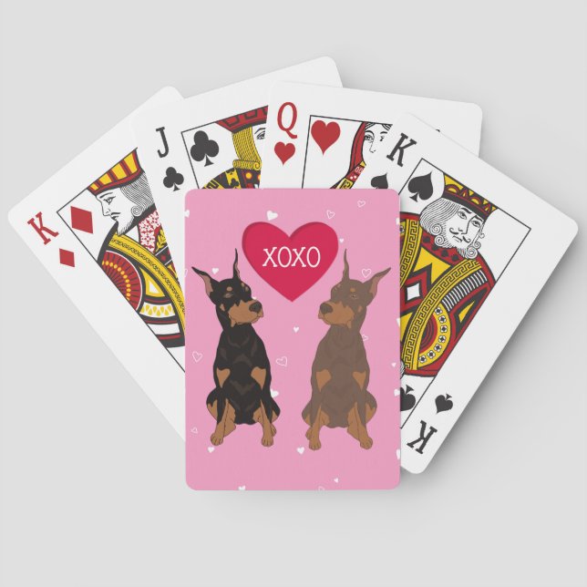 Doberman Pinscher Valentines Day   Playing Cards (Back)
