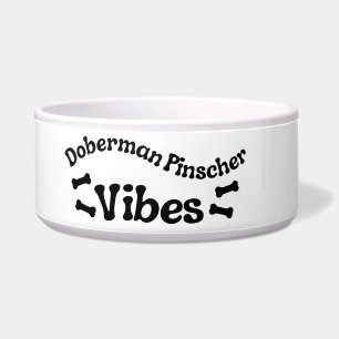 Doberman Pinscher Vibes Ceramic Dog Bowl