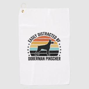 Doberman Pinscher Vintage Sunset Graphic Tee Desig Golf Towel