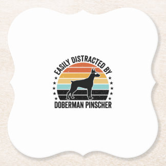 Doberman Pinscher Vintage Sunset Graphic Tee Desig Paper Coaster