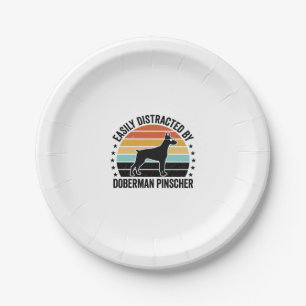 Doberman Pinscher Vintage Sunset Graphic Tee Desig Paper Plate