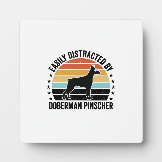 Doberman Pinscher Vintage Sunset Graphic Tee Desig Plaque (Front)