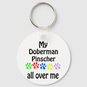 Doberman Pinscher Walks Design Key Ring