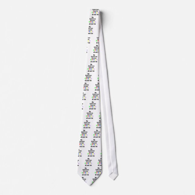 Doberman Pinscher Walks Design Tie (Front)