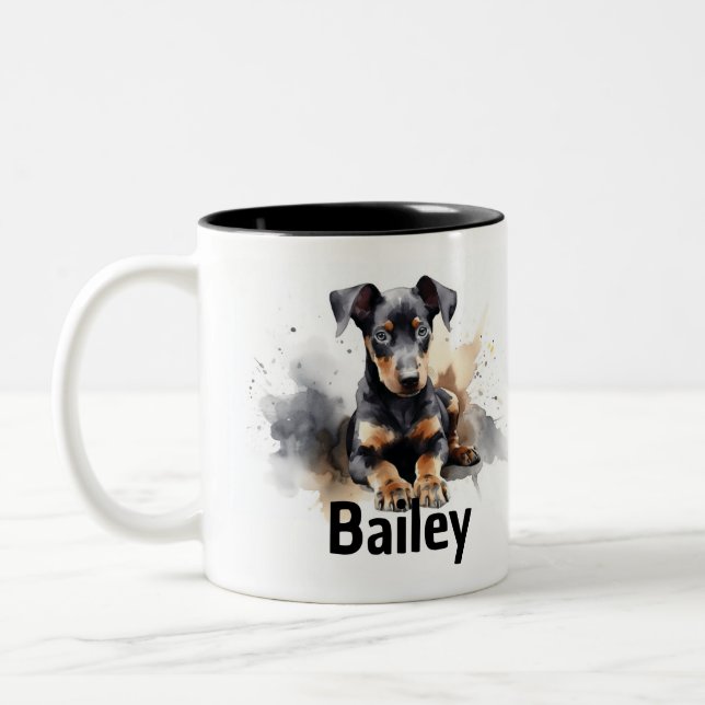Doberman Pinscher Watercolor Mug (Left)
