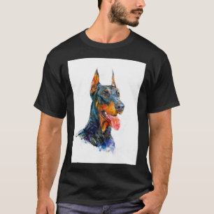 Doberman Pinscher Watercolour Art T-Shirt