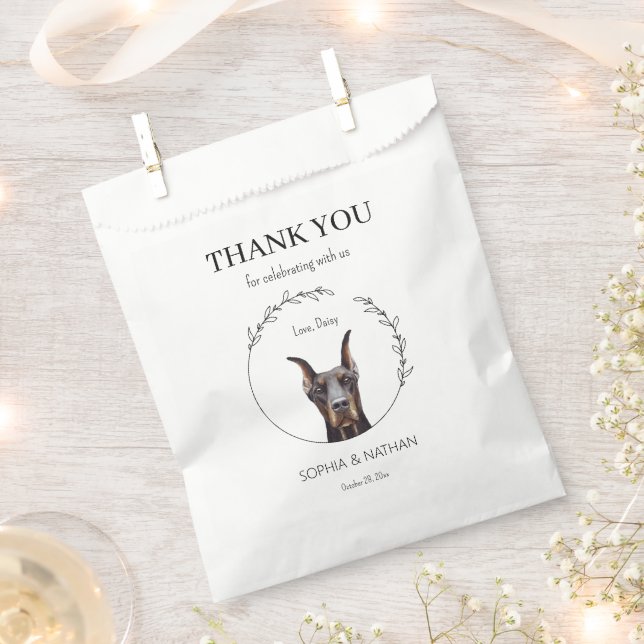 Doberman Pinscher Wedding Thank You Favour Bag (Clipped)