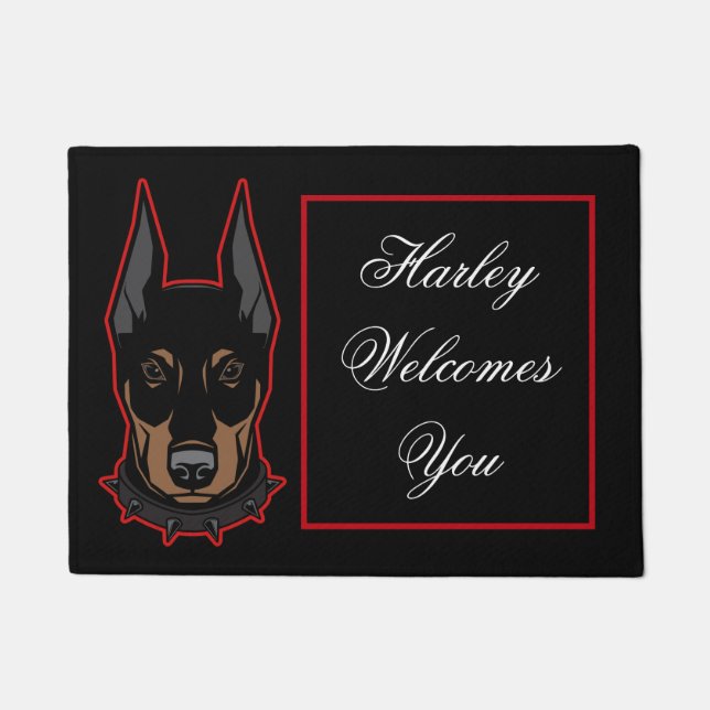 Doberman Pinscher Welcome Bold Fun Doormat (Front)
