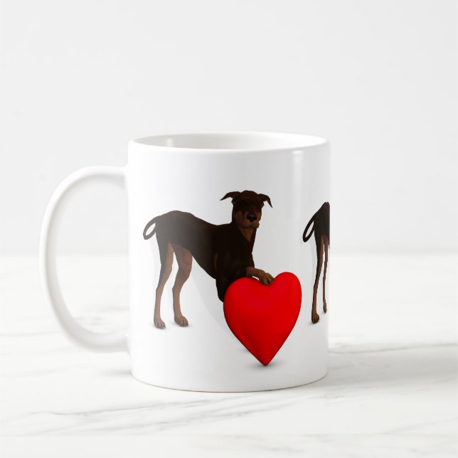 Doberman Pinscher With Heart Coffee Mug (Left)