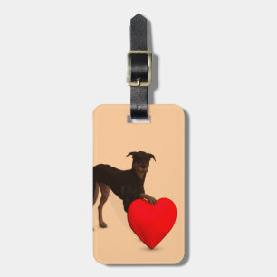 Doberman Pinscher With Heart Luggage Tag