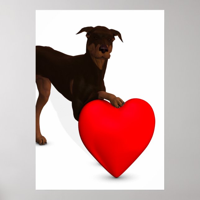 Doberman Pinscher With Heart Poster (Front)
